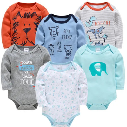 100% Cotton Long Sleeve Bodysuit -6/3PCS Long Sleeve
