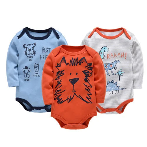 100% Cotton Long Sleeve Bodysuit -6/3PCS Long Sleeve