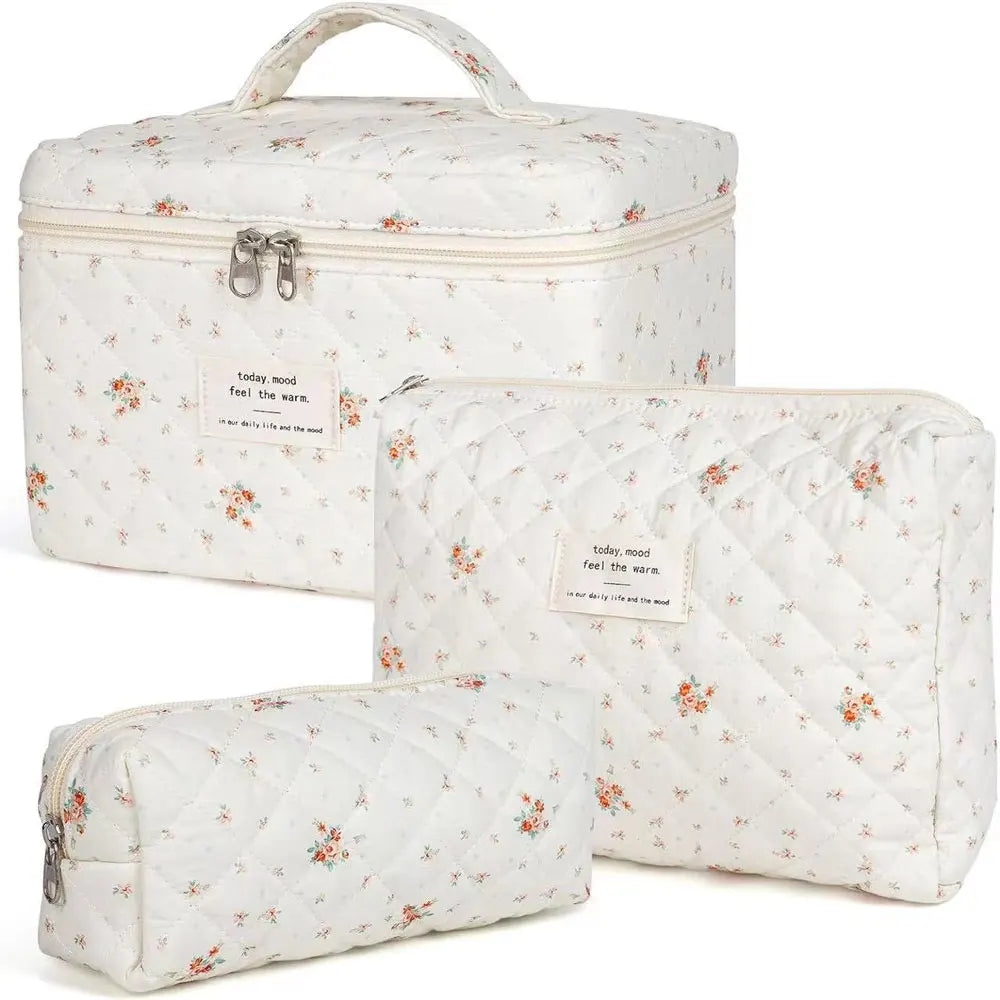 Set of 3 – Floral Cotton Baby Toiletry Bags