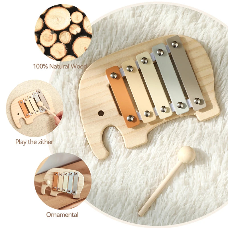 Wooden Musical Instrument Toy β Xylophone, Beads & Drum