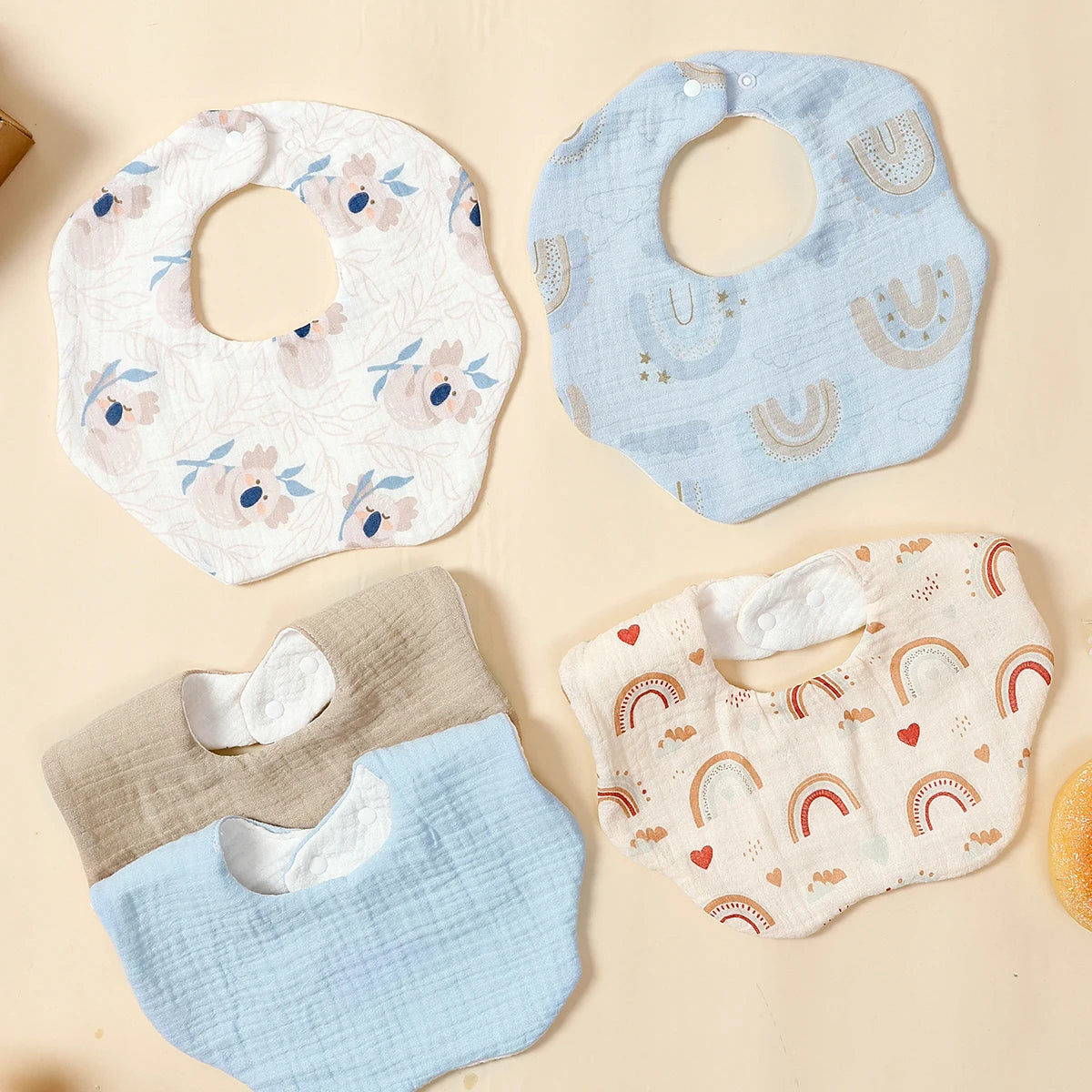 Lullaby Baby Bib – Cute Unisex Everyday Feeding Bib - Set 5 Pcs