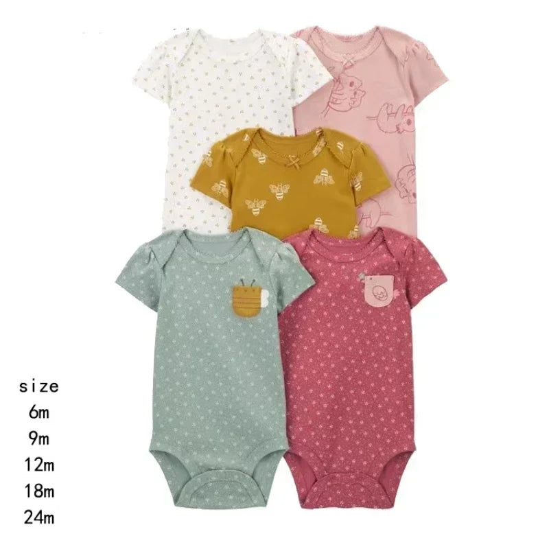 Lullaby Cotton Baby Romper – European Style 5 Pcs Set