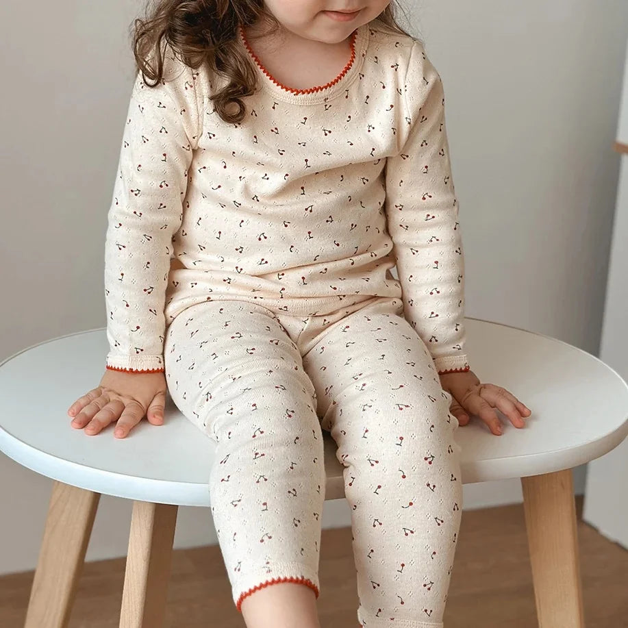 100% Cotton Long Sleeve Top Pant Suit Homewear