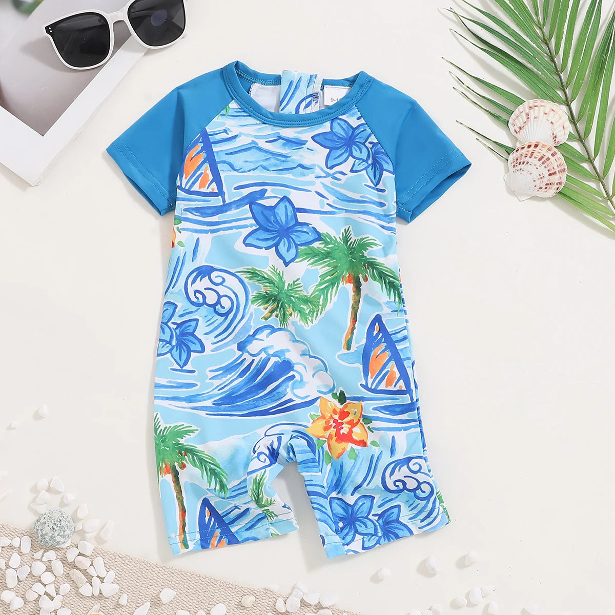 Cartoon Print Baby Boy Swimsuit – Vacation Style