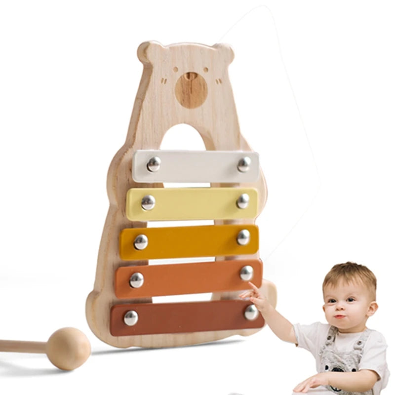 Wooden Musical Instrument Toy β Xylophone, Beads & Drum