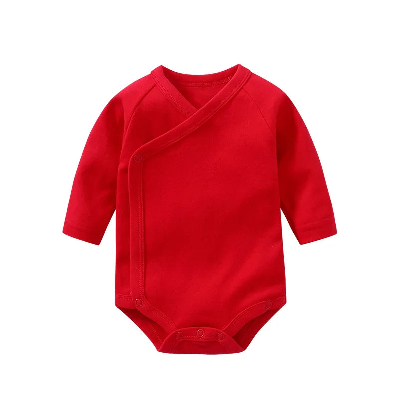 Lullaby Cotton V-Neck Baby Romper – Full-Sleeve Unisex Bodysuit