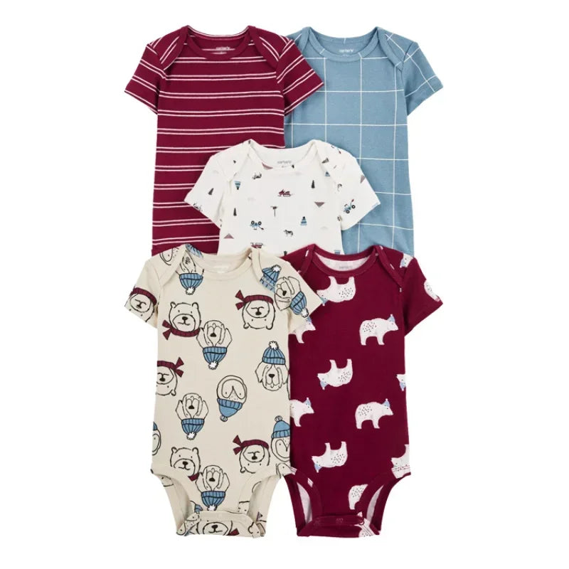 Lullaby Cotton Baby Romper – European Style 5 Pcs Set