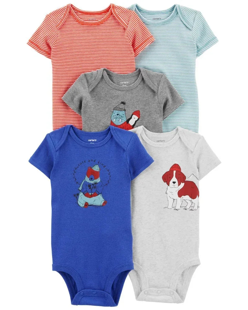 Lullaby Cotton Baby Romper – European Style 5 Pcs Set