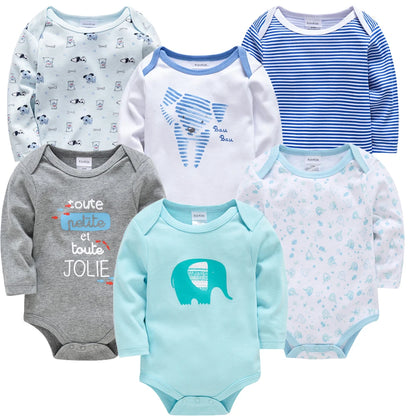 100% Cotton Long Sleeve Bodysuit -6/3PCS Long Sleeve