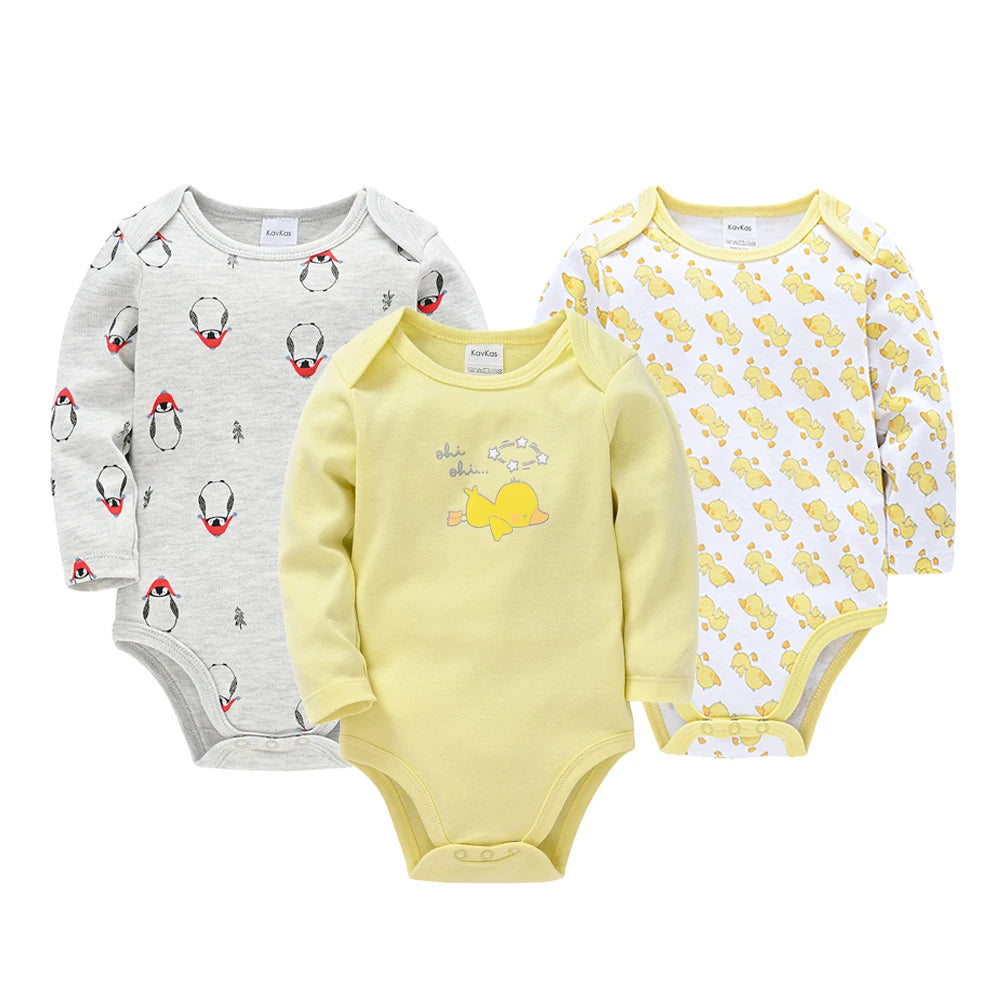 100% Cotton Long Sleeve Bodysuit -6/3PCS Long Sleeve