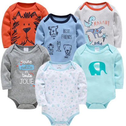 100% Cotton Long Sleeve Bodysuit -6/3PCS Long Sleeve