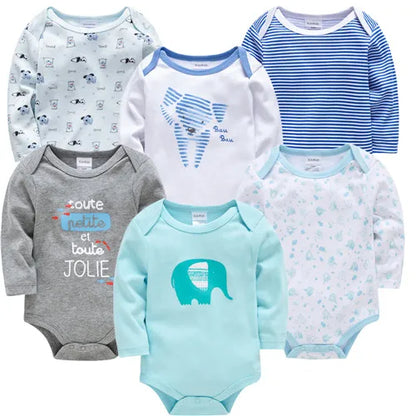 100% Cotton Long Sleeve Bodysuit -6/3PCS Long Sleeve