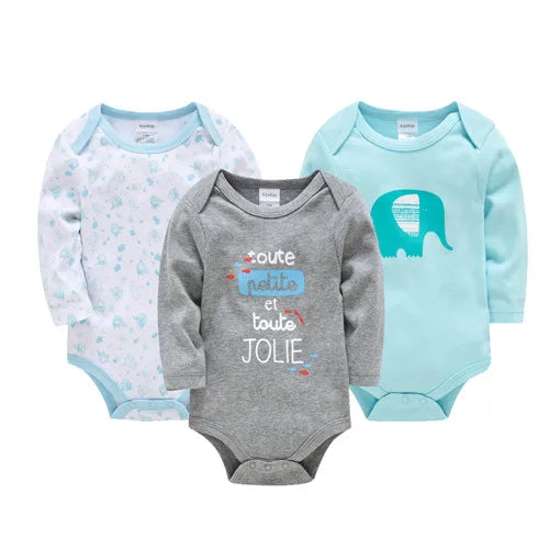100% Cotton Long Sleeve Bodysuit -6/3PCS Long Sleeve