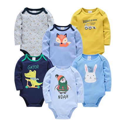 100% Cotton Long Sleeve Bodysuit -6/3PCS Long Sleeve