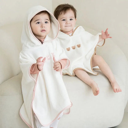 Hooded Bath Towel Cloak – Soft Coral Fleece