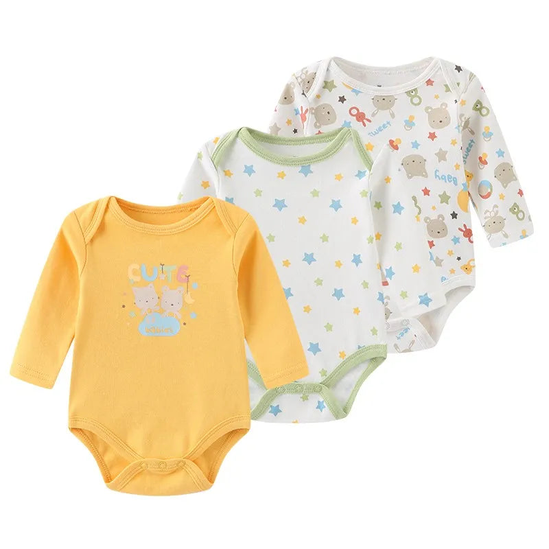Lullaby Cotton Baby Bodysuit Pack – 3 Pcs