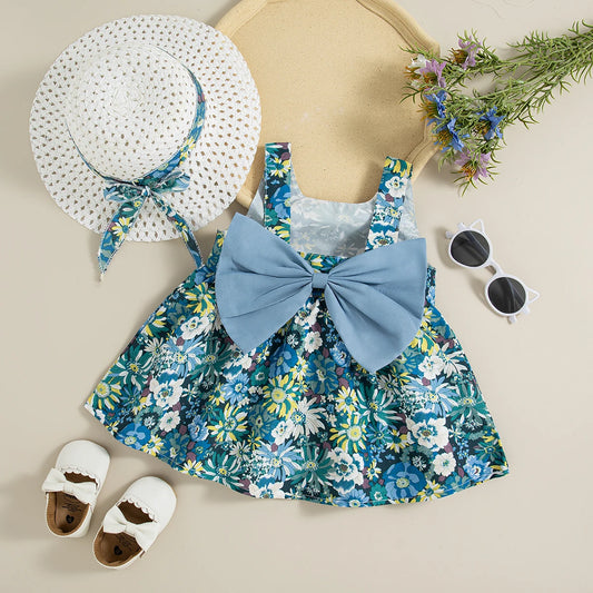 Lullaby London Cotton Dress and Hat Bow- 2 Pcs