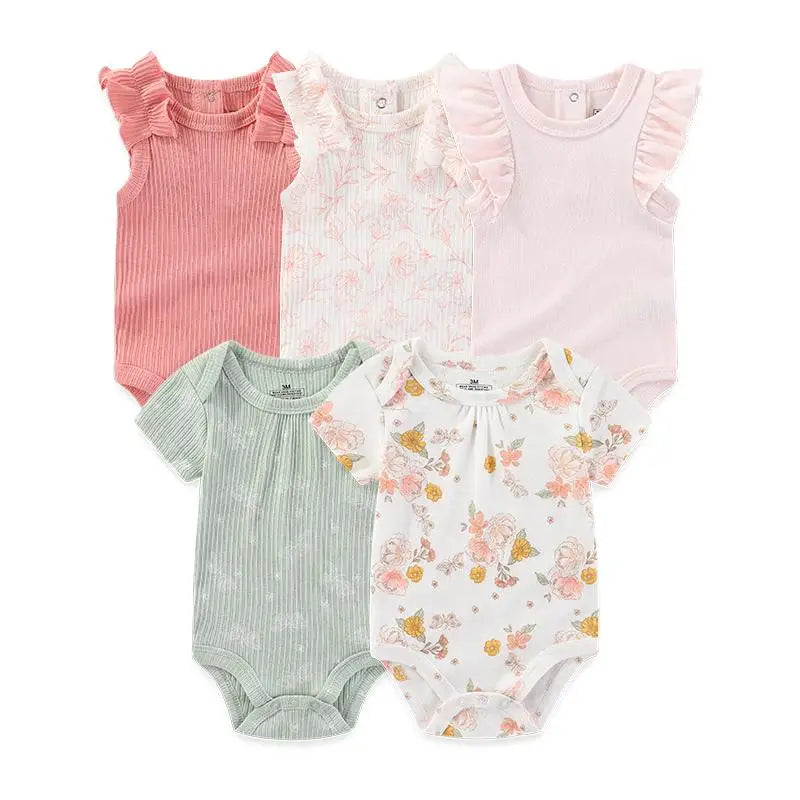 Lullaby 5-Piece Cotton Baby Bodysuit Set