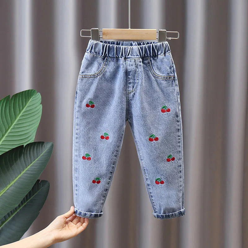 Girls’ Printed Jeans – Casual High-Waist Style (4–6Y)