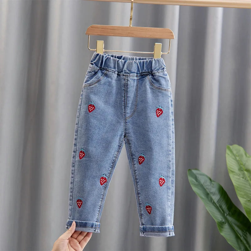 Girls’ Printed Jeans – Casual High-Waist Style (4–6Y)