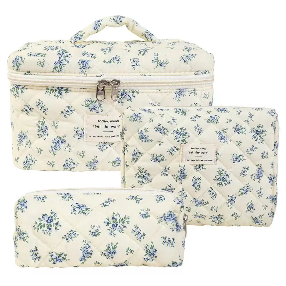 Set of 3 – Floral Cotton Baby Toiletry Bags