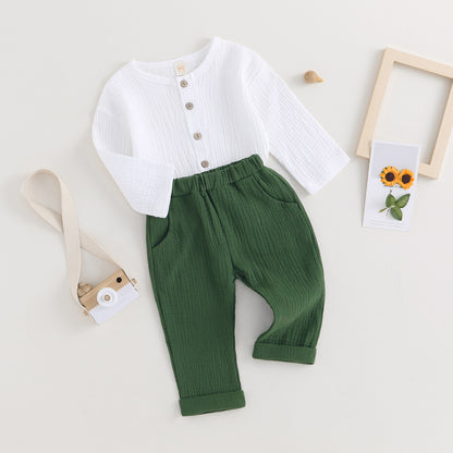 Outfit Set – Solid Long Sleeve Top & Pants