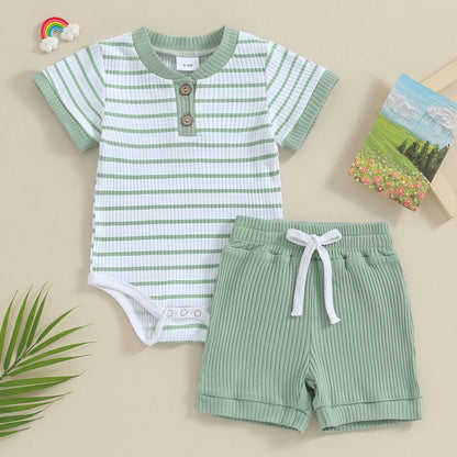 Lullaby Striped Cotton Baby Set – 2 Pcs