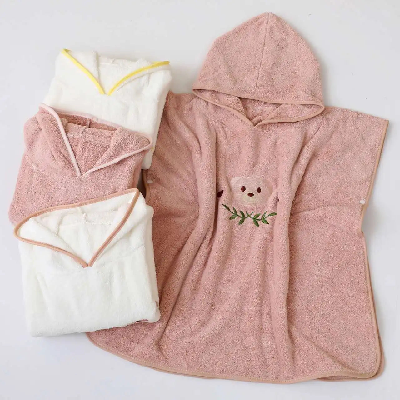 Hooded Bath Towel Cloak – Soft Coral Fleece