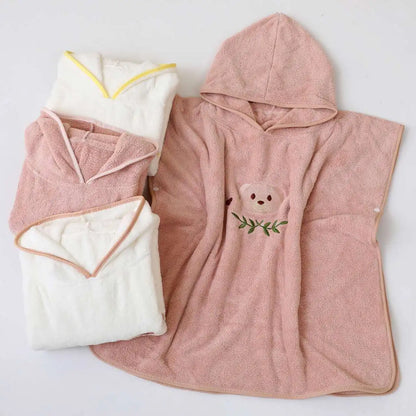 Hooded Bath Towel Cloak – Soft Coral Fleece