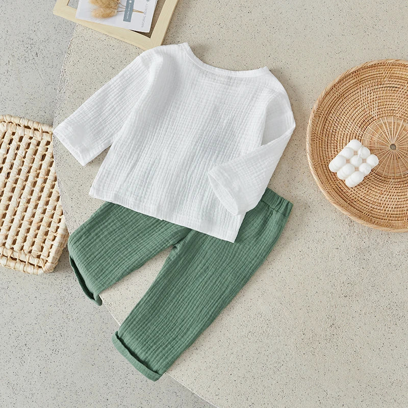 Outfit Set – Solid Long Sleeve Top & Pants