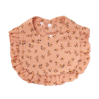 Floral Cotton Baby Bib – Ruffled Edge Muslin Burp Cloth