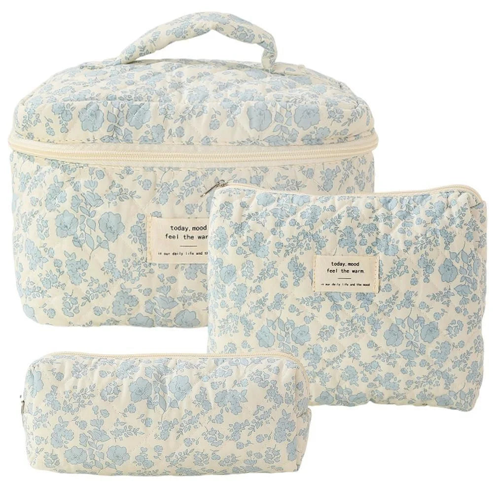 Set of 3 – Floral Cotton Baby Toiletry Bags