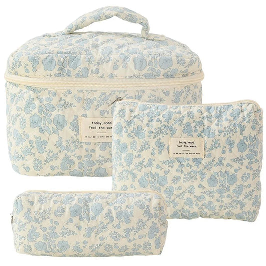 Set of 3 – Floral Cotton Baby Toiletry Bags