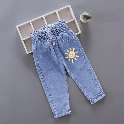 Girls’ Printed Jeans – Casual High-Waist Style (4–6Y)