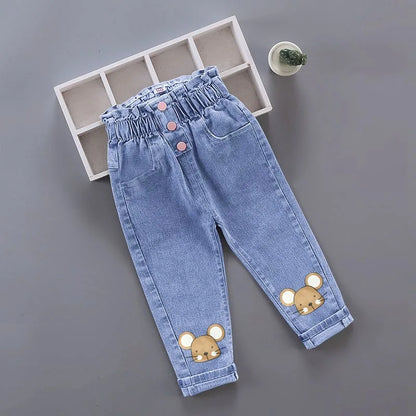 Girls’ Printed Jeans – Casual High-Waist Style (4–6Y)