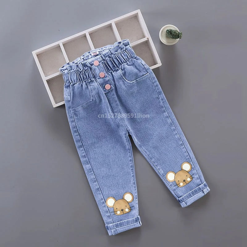 Girls’ Printed Jeans – Casual High-Waist Style (4–6Y)