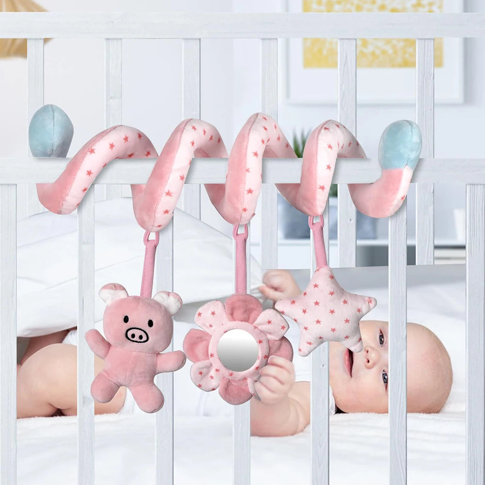 Spiral Activity Hanging Toy – With Mirror, Squeaker & Rattles