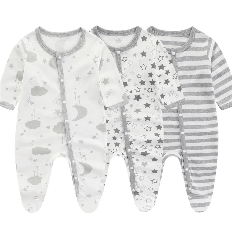 Lullaby Striped Cotton Baby Romper – Full-Sleeve Unisex Bodysuit