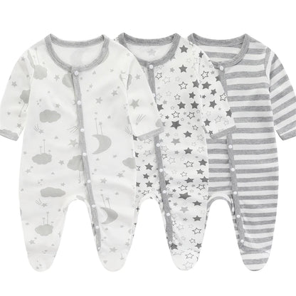 Lullaby Striped Cotton Baby Romper – Full-Sleeve Unisex Bodysuit