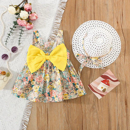 Lullaby London Cotton Dress and Hat Bow- 2 Pcs