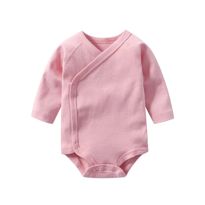 Lullaby Cotton V-Neck Baby Romper – Full-Sleeve Unisex Bodysuit