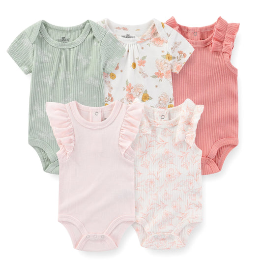 Lullaby Cotton Cute Baby Bodysuit - 5 Piece Set