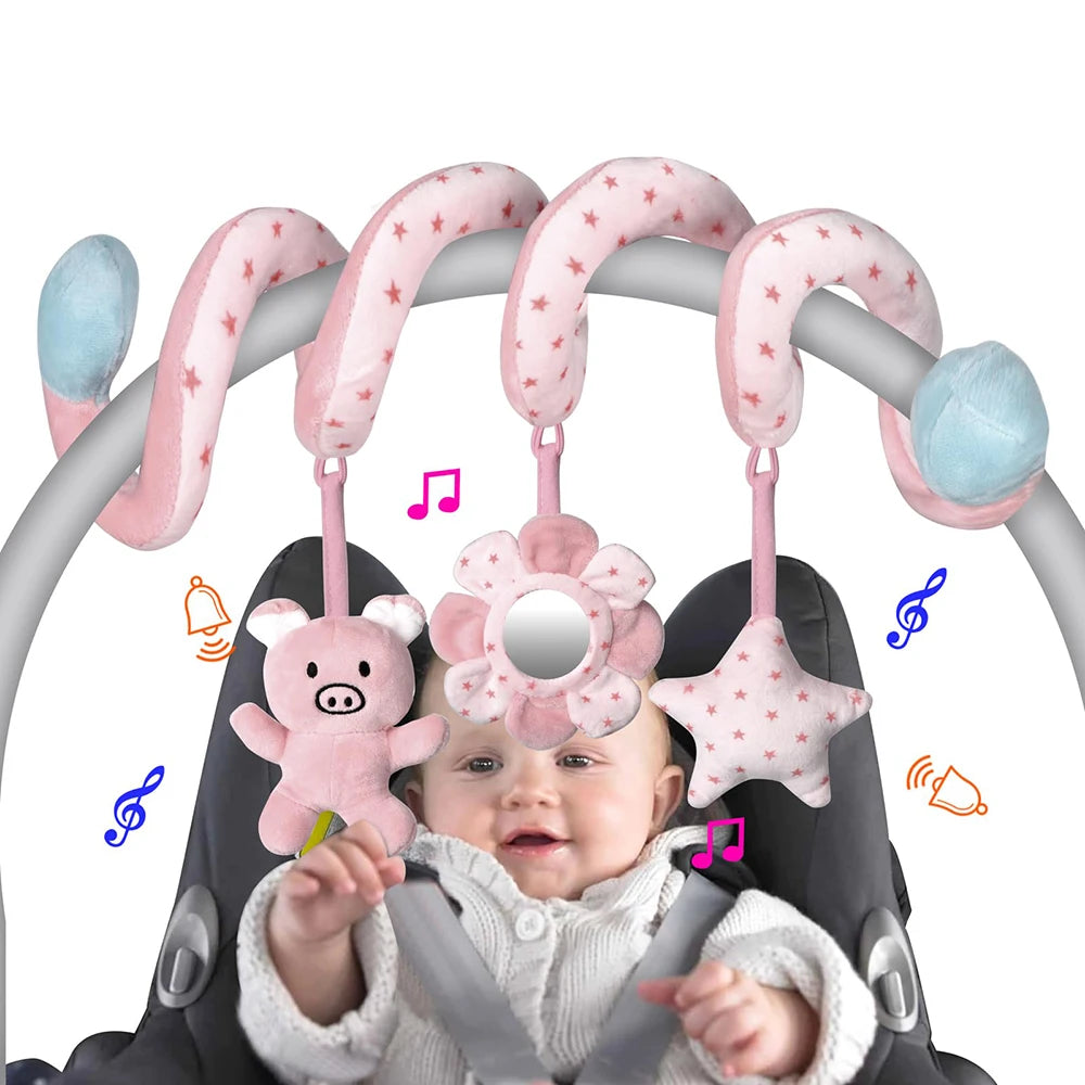 Spiral Activity Hanging Toy – With Mirror, Squeaker & Rattles
