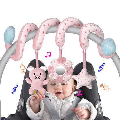 Spiral Activity Hanging Toy – With Mirror, Squeaker & Rattles