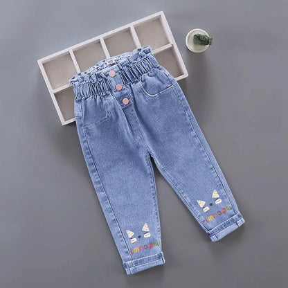 Girls’ Printed Jeans – Casual High-Waist Style (4–6Y)