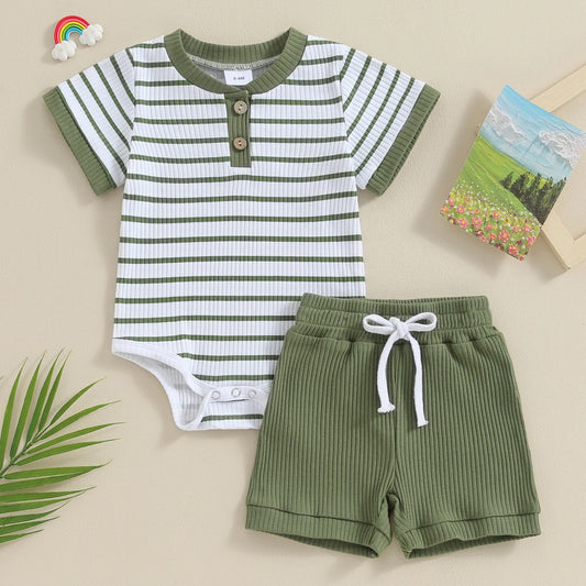 Lullaby Striped Cotton Baby Set – 2 Pcs