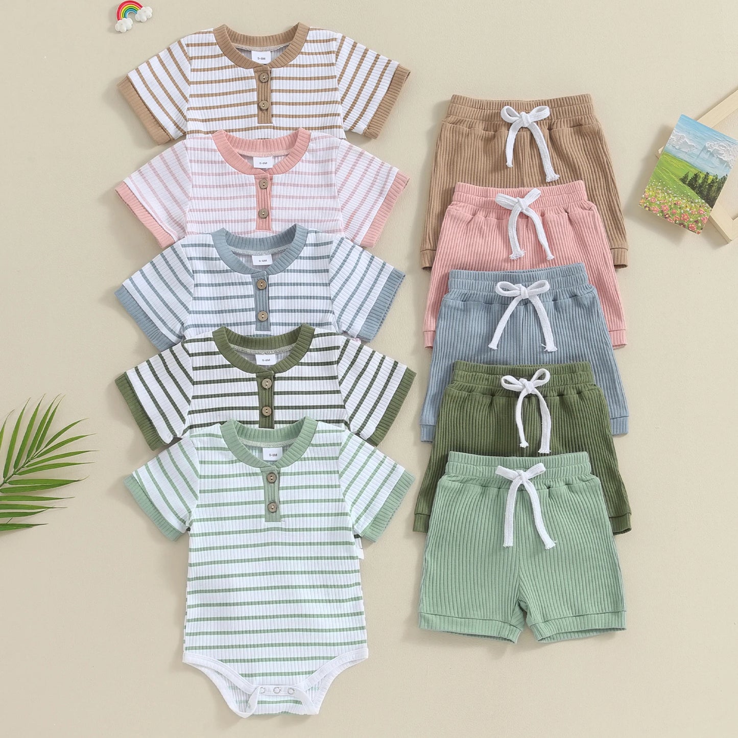 Lullaby Striped Cotton Baby Set – 2 Pcs