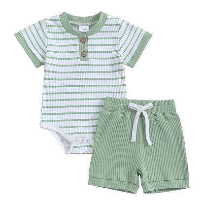 Lullaby Striped Cotton Baby Set – 2 Pcs