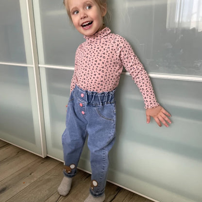 Girls’ Printed Jeans – Casual High-Waist Style (4–6Y)