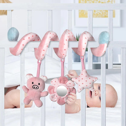 Spiral Activity Hanging Toy – With Mirror, Squeaker & Rattles
